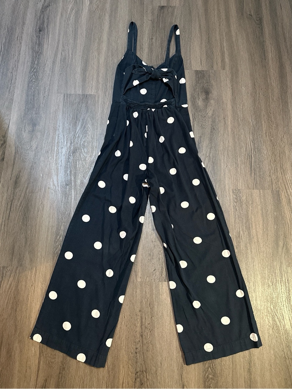 Black & White Polka Dot Wide-Leg Jumpsuit - Picture 4 of 10